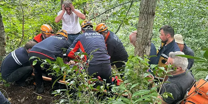 Rize’de çay bahçesine düşen vatandaşı ekipler kurtardı!