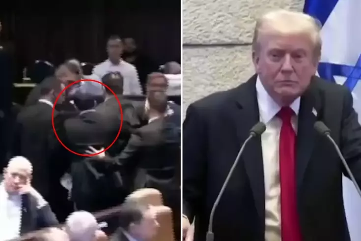 srail Meclisi’nde konuşan ABD Başkanı Trump’a protesto