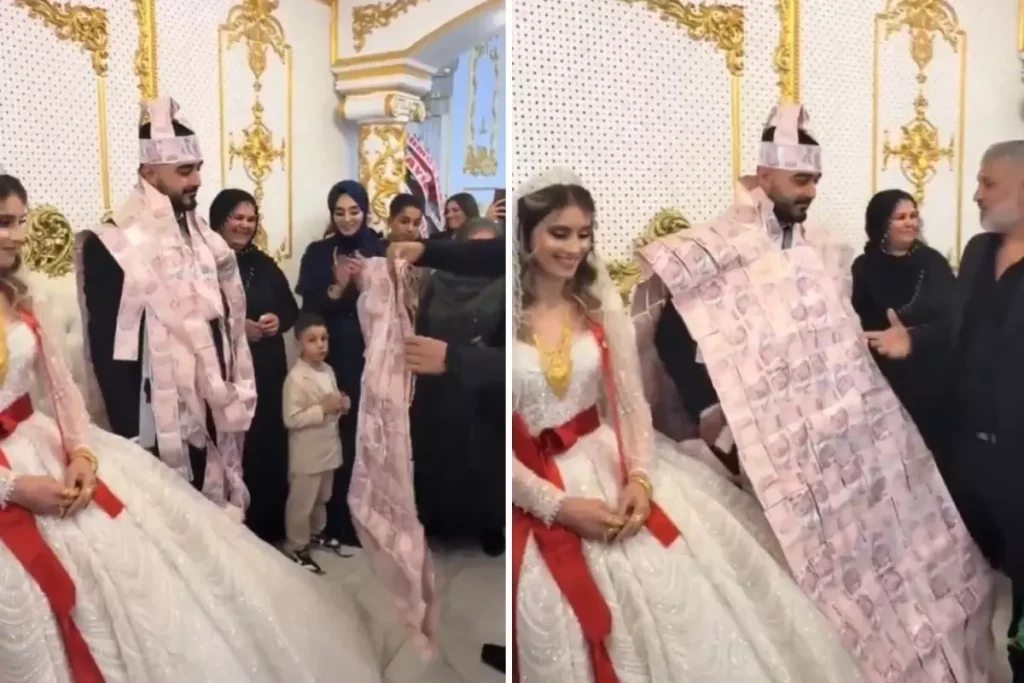 Yok böyle düğün! Damada, servet giydirdiler