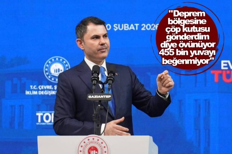 Bakan Kurum: “Muhalefet, ‘deprem bölgesine çöp kutusu gönderdim’ diye övünüyor, 455 bin yuvayı beğenmiyor”