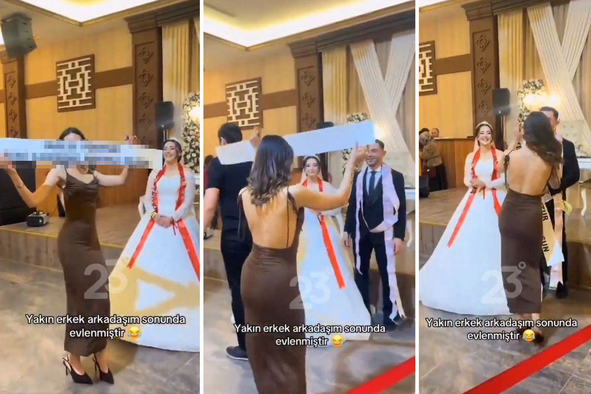 Düğünde açtığı pankarta bakın! “Daha neler göreceğiz” dedirten görüntü